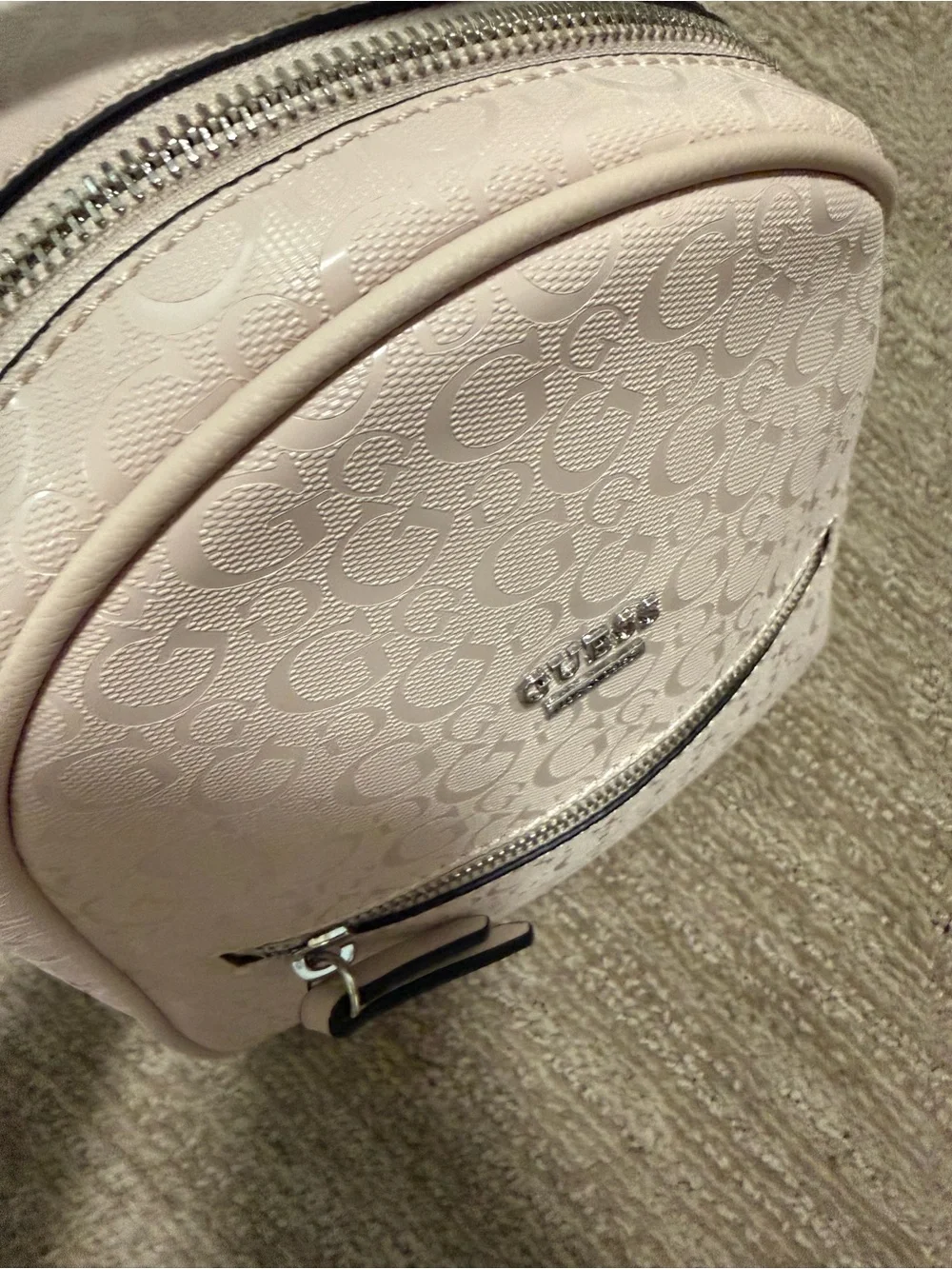 GUESS Light Pink Patent Mini Backpack